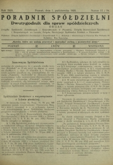 Poradnik Spółdzielni : dwutygodnik dla spraw spółdzielczych. 1924, nr 17 i 18 (1 października)
