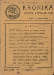 Kronika Powiatu Zamojskiego R. 1, nr 1-2 (kwiec. 1918)