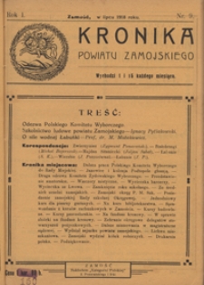 Kronika Powiatu Zamojskiego R. 1, nr 9 (15 lip. 1918)