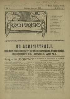 Rząd i Wojsko R. 5, Nr 23(101) (6 czerwca 1920)