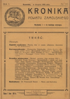 Kronika Powiatu Zamojskiego R. 1, nr 10 (1 sierp. 1918)