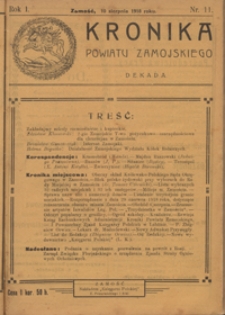 Kronika Powiatu Zamojskiego R. 1, nr 11 (10 sierp. 1918)