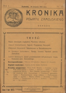 Kronika Powiatu Zamojskiego R. 1, nr 12 (20 sierp. 1918)