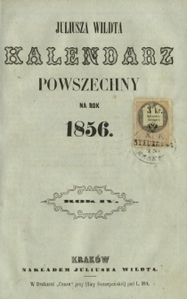 Juliusza Wildta Kalendarz Powszechny na Rok 1856 (R.4)