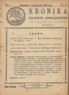 Kronika Powiatu Zamojskiego R. 1, nr 17 (11 paźdz. 1918)