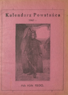 Kalendarz Powstańca z 1863 r. na Rok 1930