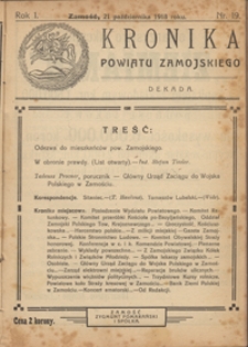Kronika Powiatu Zamojskiego R. 1, nr 19 (21 paźdz. 1918)