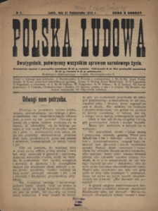 Polska Ludowa : dwutygodnik poświęcony wszystkim sprawom narodowego życia. Nr 2 (31 październik 1915)