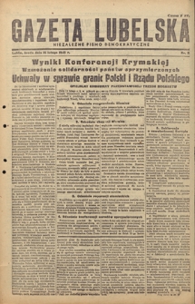 Gazeta Lubelska : niezależne pismo demokratyczne. 1945, nr 3 (14 lutego)