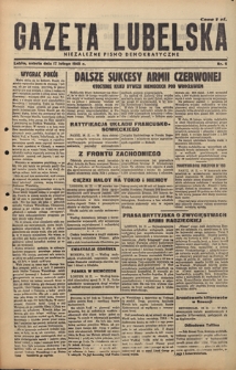 Gazeta Lubelska : niezależne pismo demokratyczne. 1945, nr 6 (17 lutego)