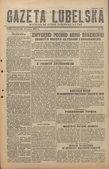 Gazeta Lubelska : niezależne pismo demokratyczne. 1945, nr 36 (20 marca)