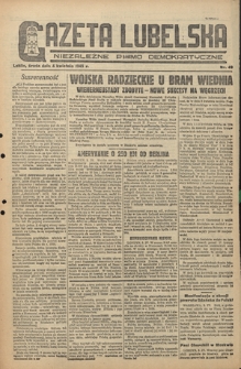Gazeta Lubelska : niezależne pismo demokratyczne. 1945, nr 49 (4 kwietnia)