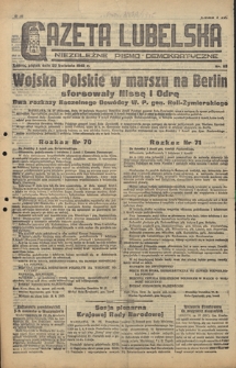 Gazeta Lubelska : niezależne pismo demokratyczne. 1945, nr 65 (20 kiwetnia)