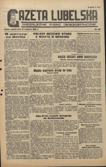 Gazeta Lubelska : niezależne pismo demokratyczne. 1945, nr 66 (21 kwietnia)