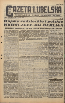 Gazeta Lubelska : niezależne pismo demokratyczne. 1945, nr 69 (24 kwietnia)
