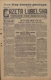 Gazeta Lubelska : niezależne pismo demokratyczne. 1945, nr 75 (2 i 3 maja)