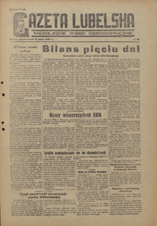 Gazeta Lubelska : niezależne pismo demokratyczne. 1945, nr 85 (14 maja)