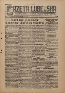 Gazeta Lubelska : niezależne pismo demokratyczne. 1945, nr 91 (20-21 maja)