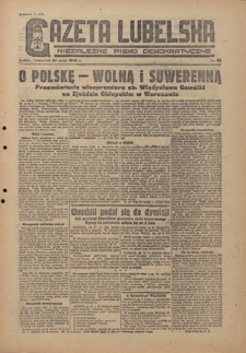 Gazeta Lubelska : niezależne pismo demokratyczne. 1945, nr 94 (24 maja)