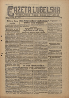 Gazeta Lubelska : niezależne pismo demokratyczne. 1945, nr 95 (25 maja)