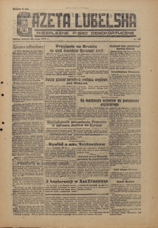 Gazeta Lubelska : niezależne pismo demokratyczne. 1945, nr 96 (26 maja)