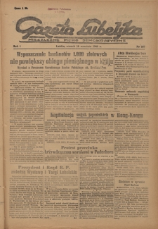 Gazeta Lubelska : niezależne pismo demokratyczne. R. 1, nr 207 (18 września 1945)