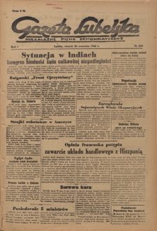 Gazeta Lubelska : niezależne pismo demokratyczne. R. 1, nr 214 (25 września 1945)