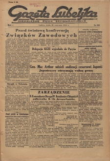Gazeta Lubelska : niezależne pismo demokratyczne. R. 1, nr 215 (26 września 1945)