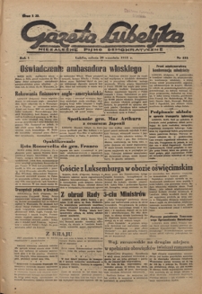 Gazeta Lubelska : niezależne pismo demokratyczne. R. 1, nr 218 (29 września 1945)