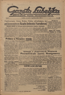 Gazeta Lubelska : niezależne pismo demokratyczne. R. 1, nr 223 (4 października 1945)
