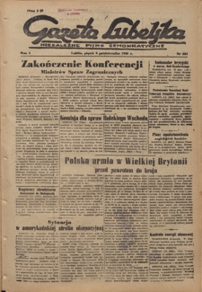 Gazeta Lubelska : niezależne pismo demokratyczne. R. 1, nr 224 (5 października 1945)