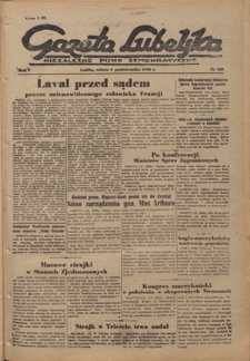Gazeta Lubelska : niezależne pismo demokratyczne. R. 1, nr 225 (6 października 1945)