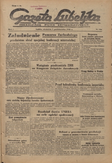 Gazeta Lubelska : niezależne pismo demokratyczne. R. 1, nr 226 (7 października 1945)