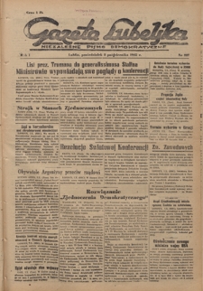Gazeta Lubelska : niezależne pismo demokratyczne. R. 1, nr 227 (8 października 1945)