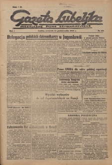 Gazeta Lubelska : niezależne pismo demokratyczne. R. 1, nr 230 (11 października 1945)