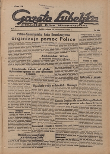 Gazeta Lubelska : niezależne pismo demokratyczne. R. 1, nr 232 (13 października 1945)
