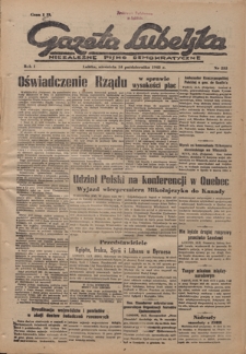 Gazeta Lubelska : niezależne pismo demokratyczne. R. 1, nr 233 (14 października 1945)