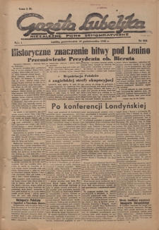 Gazeta Lubelska : niezależne pismo demokratyczne. R. 1, nr 234 (15 października 1945)