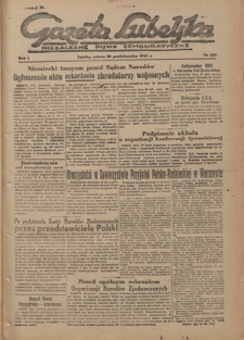 Gazeta Lubelska : niezależne pismo demokratyczne. R. 1, nr 239 (20 października 1945)