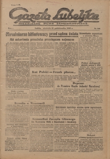 Gazeta Lubelska : niezależne pismo demokratyczne. R. 1, nr 240 (21 października 1945)