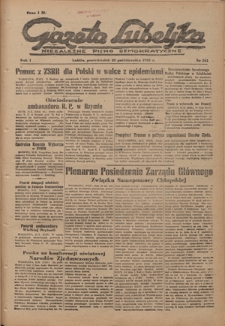 Gazeta Lubelska : niezależne pismo demokratyczne. R. 1, nr 241 (22 października 1945)
