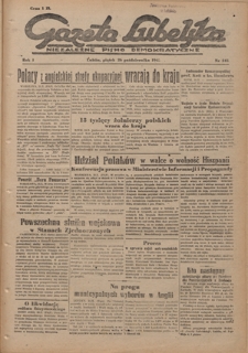 Gazeta Lubelska : niezależne pismo demokratyczne. R. 1, nr 245 (26 października 1945)