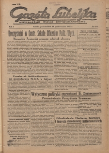 Gazeta Lubelska : niezależne pismo demokratyczne. R. 1, nr 248 (29 października 1945)