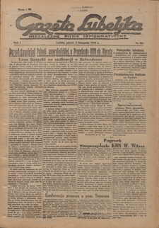 Gazeta Lubelska : niezależne pismo demokratyczne. R. 1, nr 252 (2 listopada 1945)