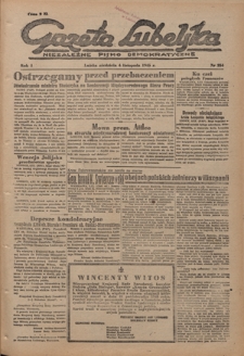Gazeta Lubelska : niezależne pismo demokratyczne. R. 1, nr 254 (4 listopada 1945)