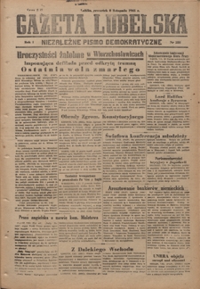 Gazeta Lubelska : niezależne pismo demokratyczne. R. 1, nr 258 (8 listopada 1945)