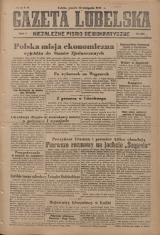 Gazeta Lubelska : niezależne pismo demokratyczne. R. 1, nr 263 (13 listopada 1945)