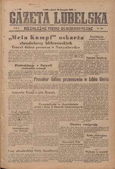 Gazeta Lubelska : niezależne pismo demokratyczne. R. 1, nr 273 (23 listopada 1945)