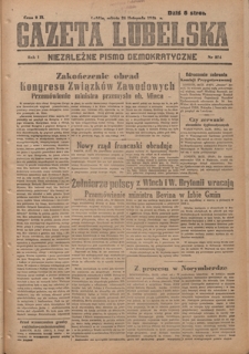 Gazeta Lubelska : niezależne pismo demokratyczne. R. 1, nr 274 (24 listopada 1945)