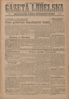 Gazeta Lubelska : niezależne pismo demokratyczne. R. 1, nr 280 (30 listopada 1945)
